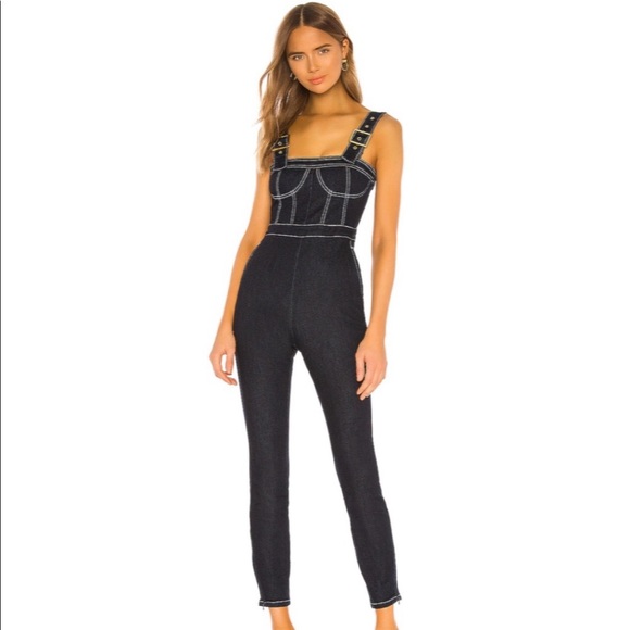 New WeWoreWhat x Revolve Corset Denim Overalls NWT XS - Picture 4 of 9